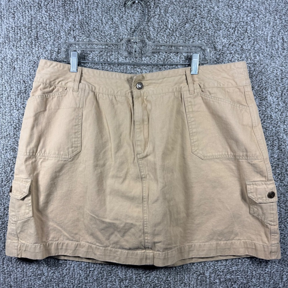 Woman Within Perfect Denim Cargo Skort Khaki Tan Cotton Utility Pockets 22W